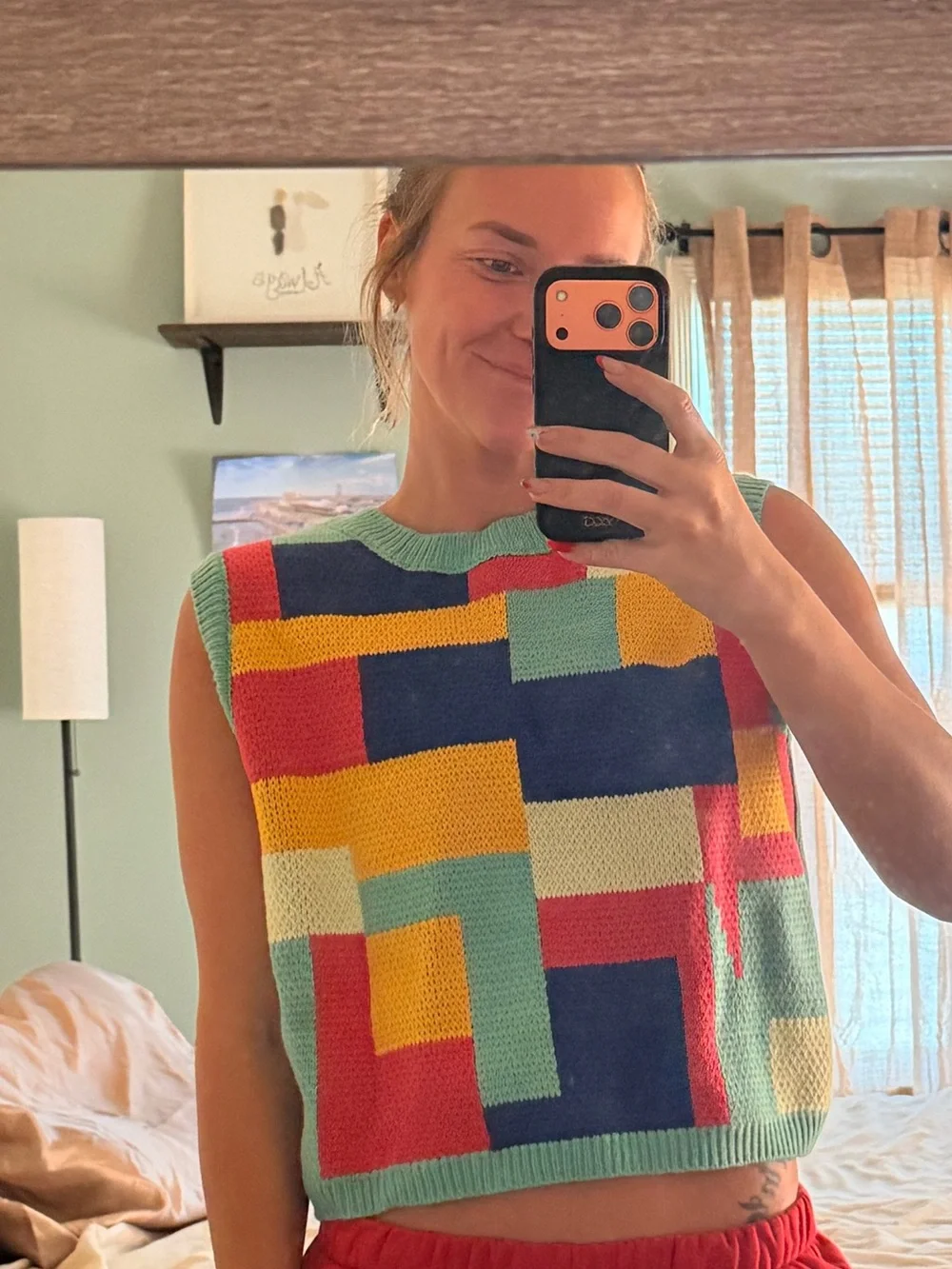 Cider Mint Multi Geometric Knit Vest - Picture 2 of 3